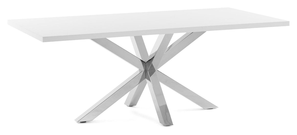 Kave Home Arya Dining Table White/Steel, 200x100