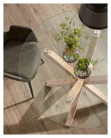 Arya Dining table Nature/Glass, Ø119