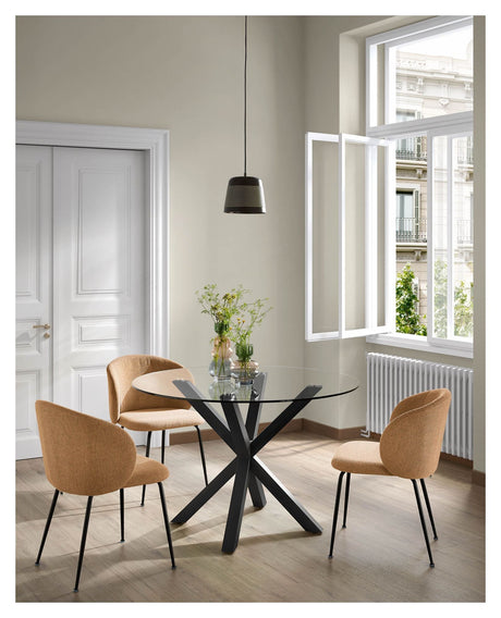 Arya Dining Table Black/Glass, Ø119