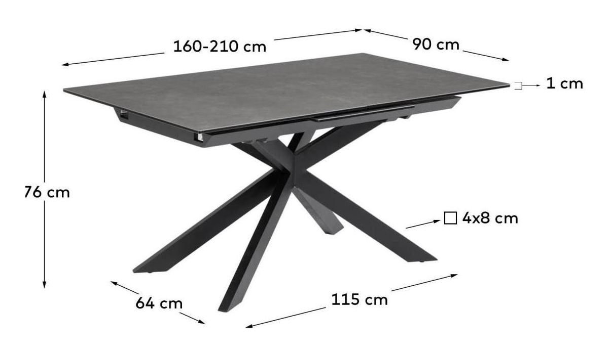 Atminda Dining Table 160/210x90, Dark Gray