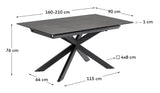 Atminda Dining Table 160/210x90, Dark Gray