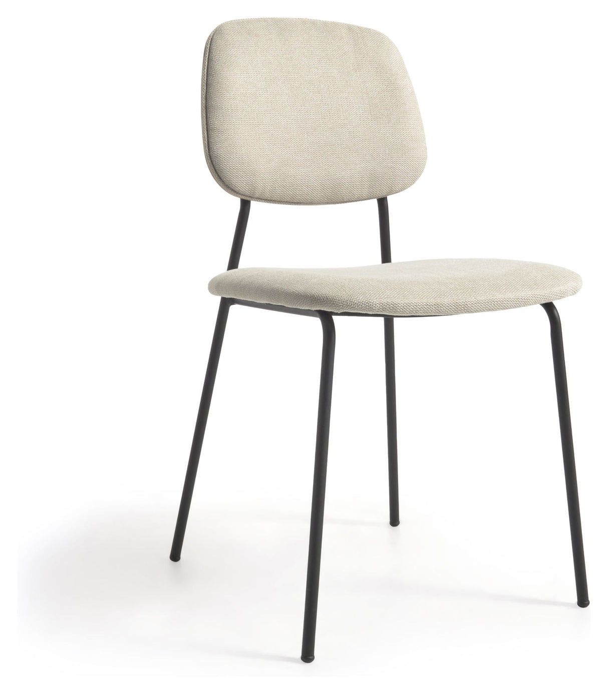 Benilda Dining chair, Beige chenille/Oak veneer/Black legs