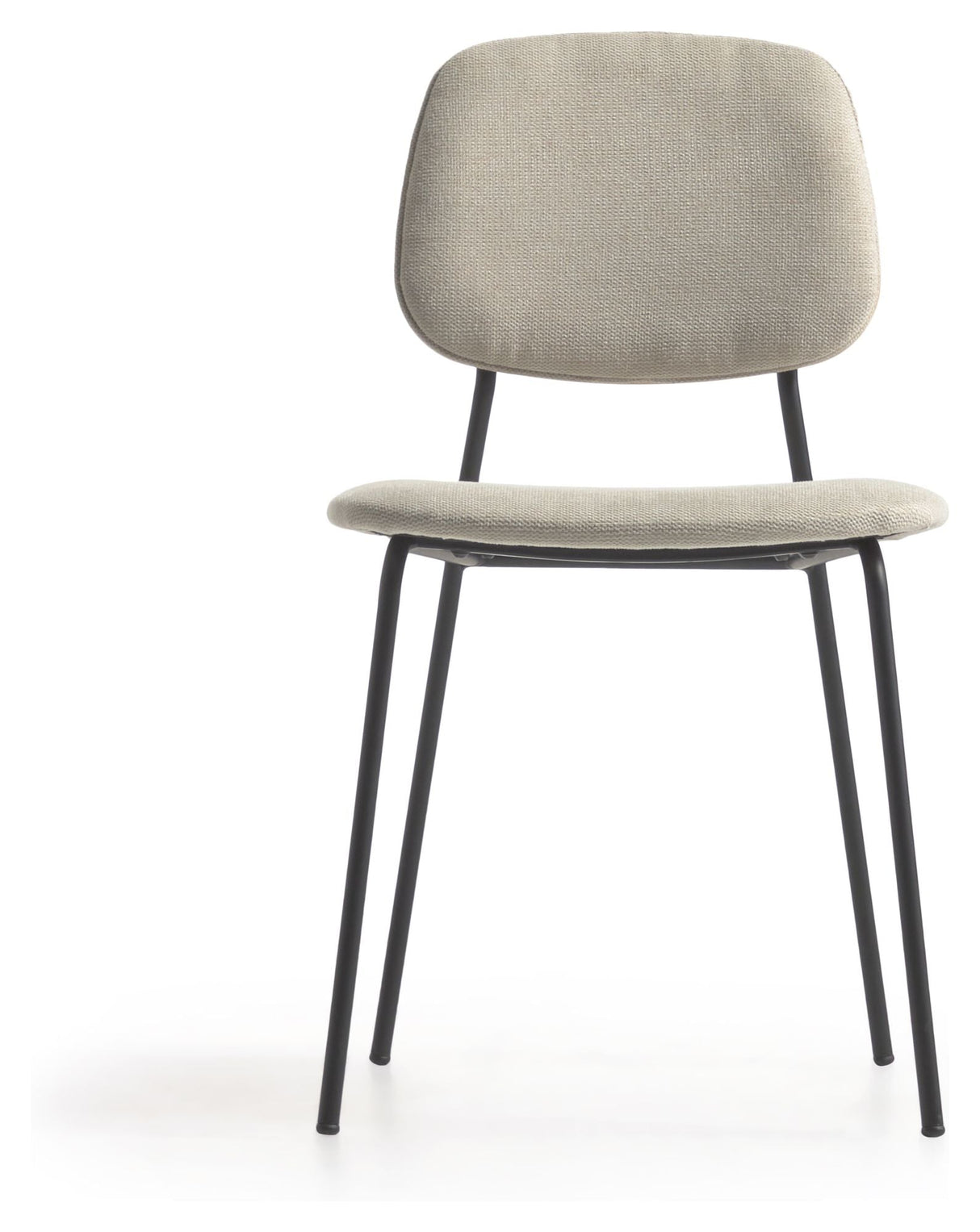 Benilda Dining chair, Beige chenille/Oak veneer/Black legs