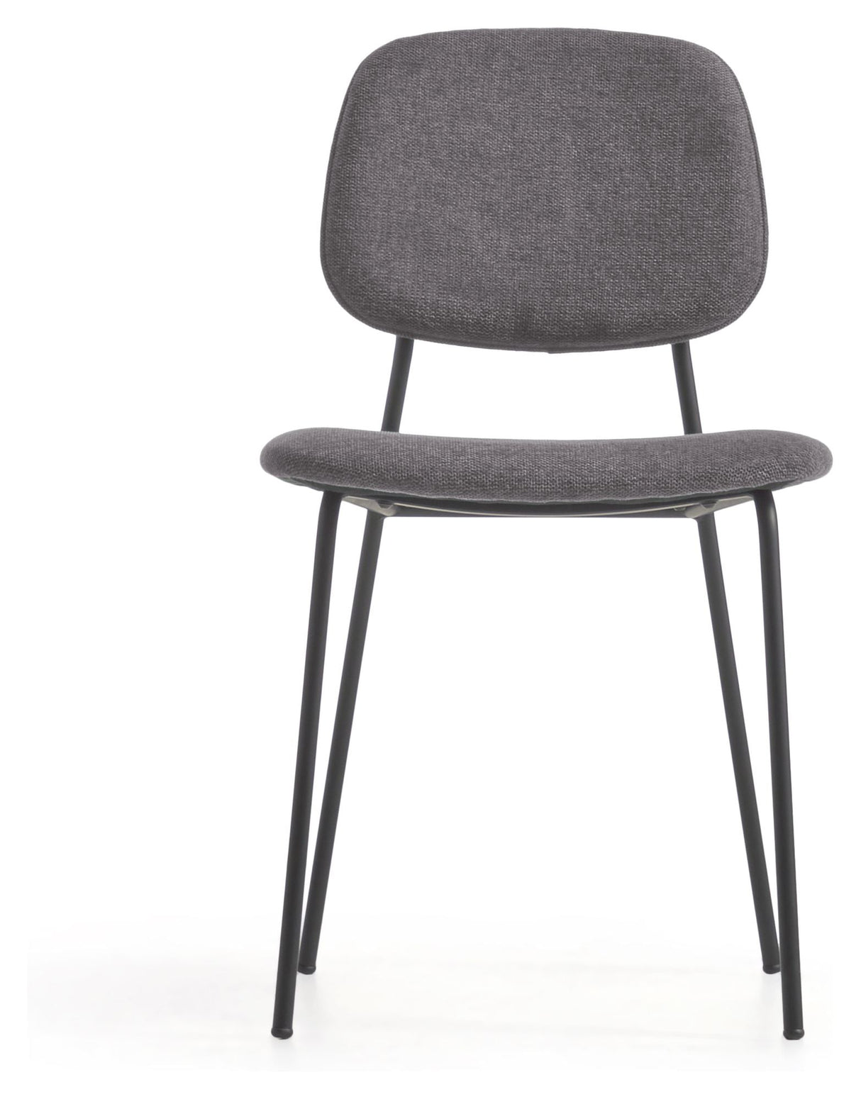 Benilda Dining chair, Dark gray chenille/Oak veneer/Black legs