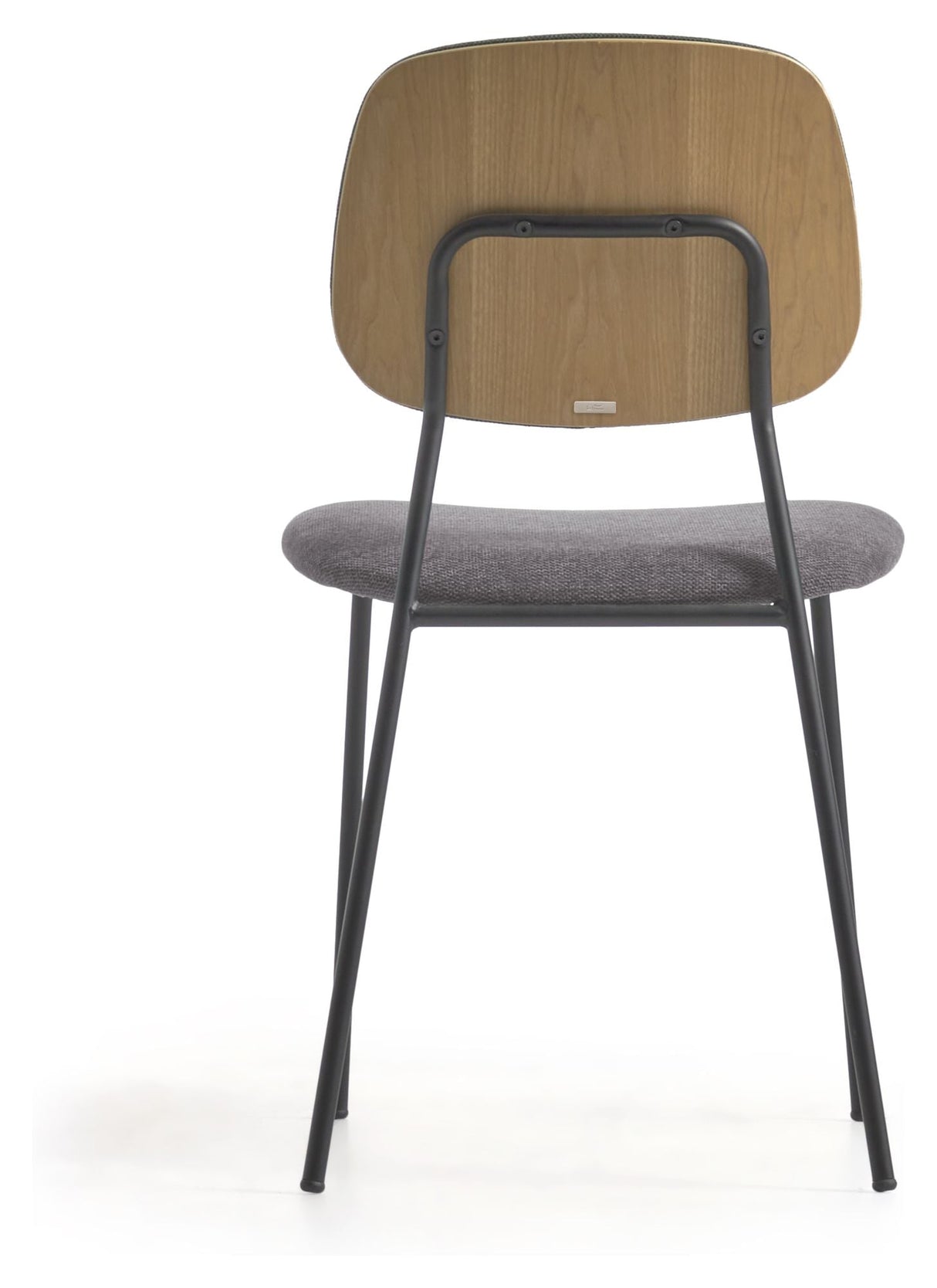 Benilda Dining chair, Dark gray chenille/Oak veneer/Black legs