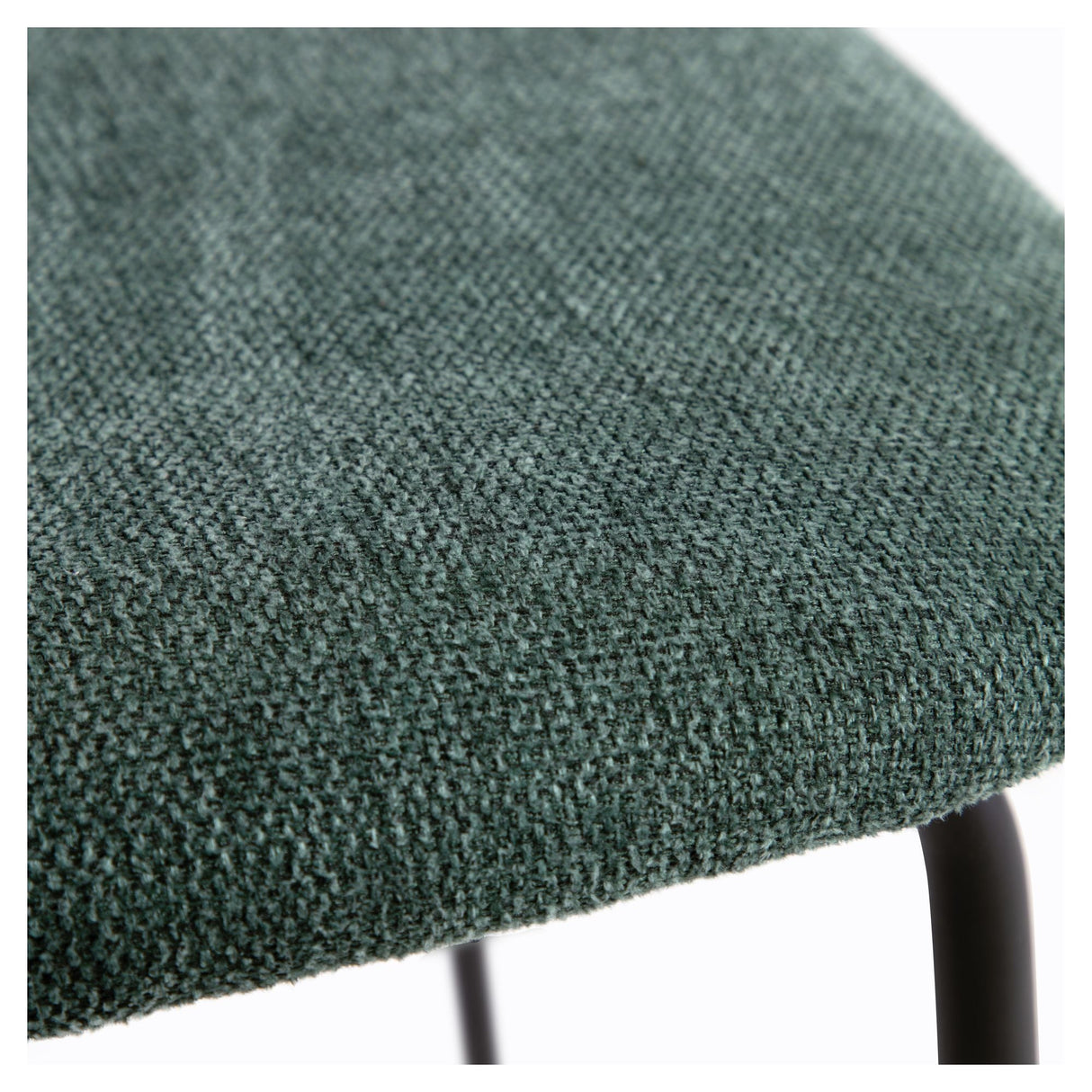 Benilda Dining chair, Dark green chenille/Oak veneer/Black legs