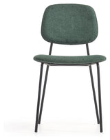 Benilda Dining chair, Dark green chenille/Oak veneer/Black legs