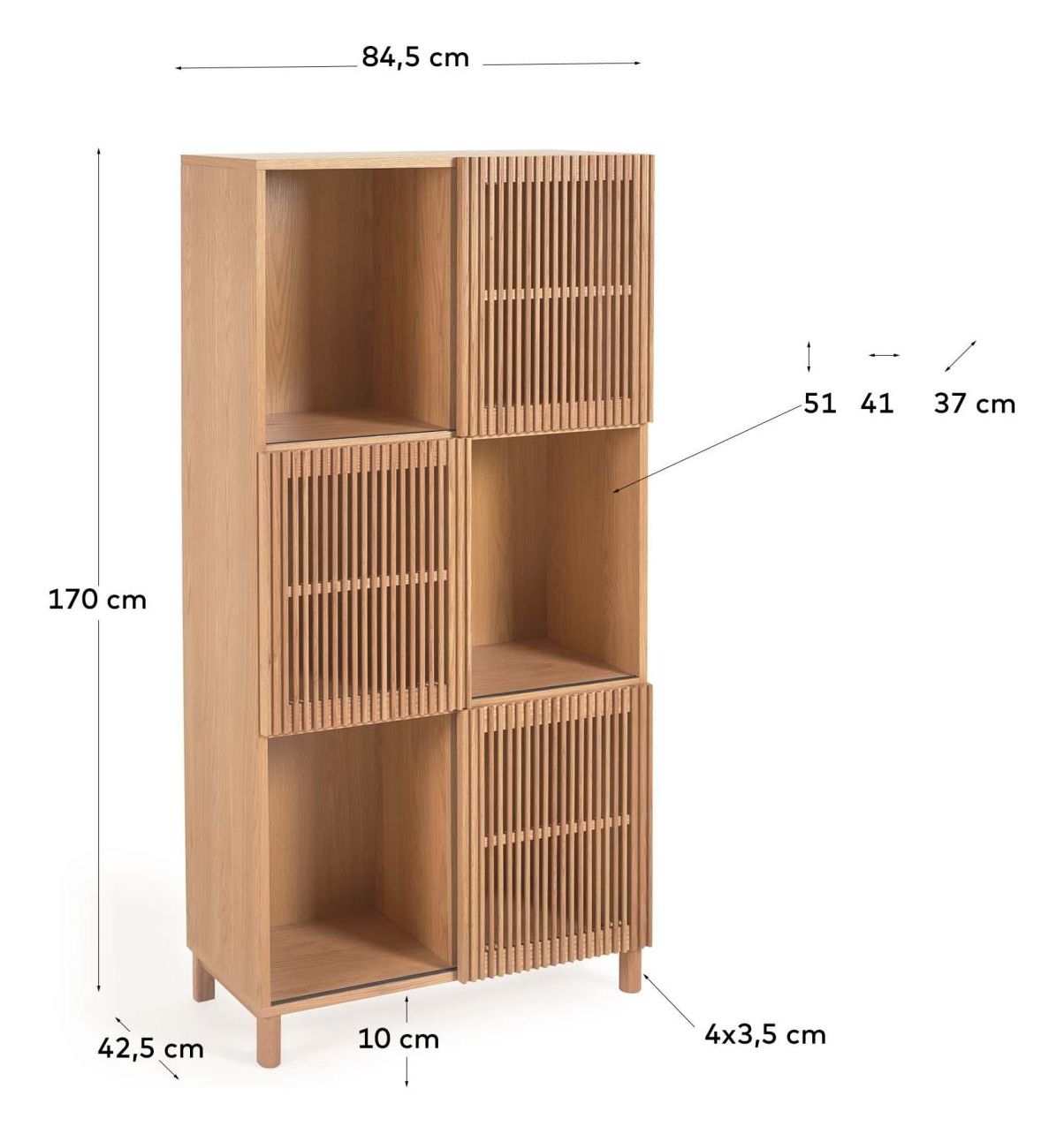 Beyla Rack w. 3 doors, h170, Oak/Veneer