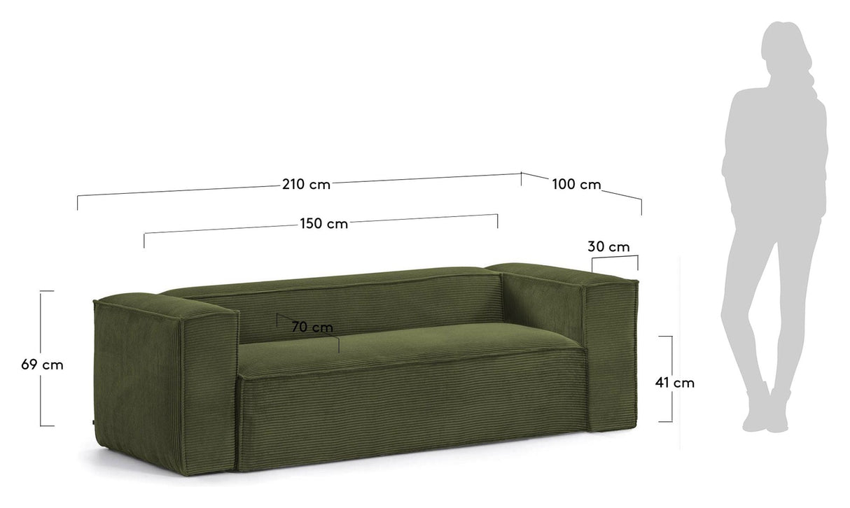 Block 2-pers. Sofa, B210, Green velvet