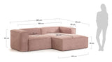 Block 2-pers. Sofa with right-facing chaise Rosa Velvet