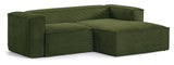 Block 2-pers. Sofa with right-facing chaise longue, B240, Green velvet