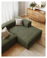 Block 2-pers. Sofa with right-facing chaise longue, B240, Green velvet