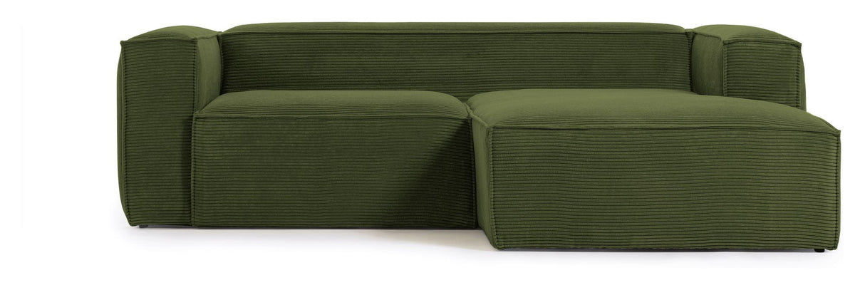 Block 2-pers. Sofa with right-facing chaise longue, B240, Green velvet