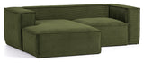 Block 2-pers. Sofa with left-facing chaise longue, B240, Green velvet