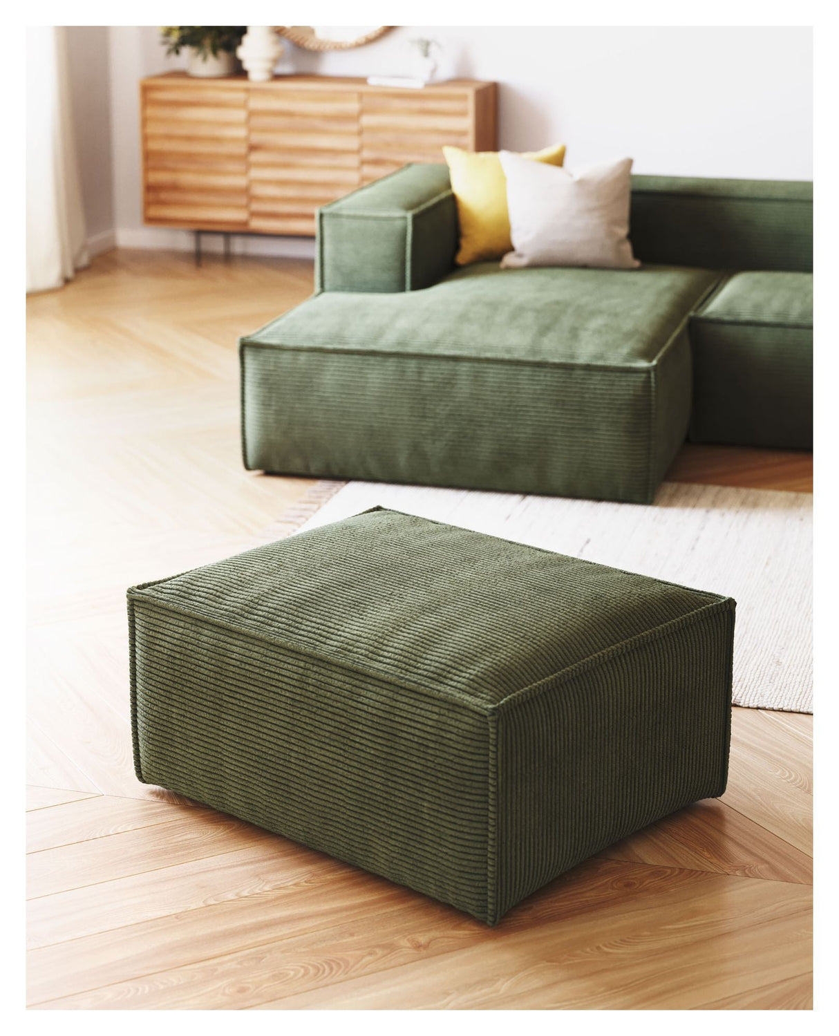 Block 2-pers. Sofa with left-facing chaise longue, B240, Green velvet