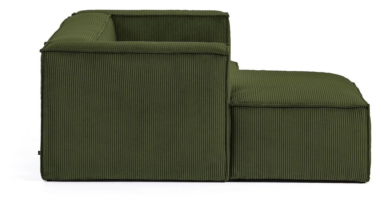 Block 2-pers. Sofa with left-facing chaise longue, B240, Green velvet