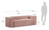 Block 2-pers. Sofa Pink Velvet