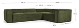 Block 3-pers. Corner sofa, 290x230, Green velvet