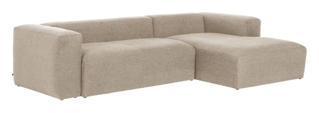 Block 3-seater sofa w. right chaise longue - Beige