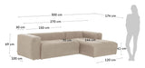 Block 3-seater sofa w. right chaise longue - Beige