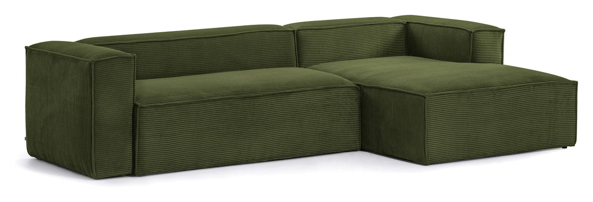 Block 3-pers. Sofa with right-facing chaise longue, B300, Green velvet