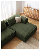 Block 3-pers. Sofa with right-facing chaise longue, B300, Green velvet