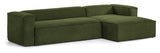 Block 4-pers. Sofa with right-facing chaise longue, B330, Green velvet