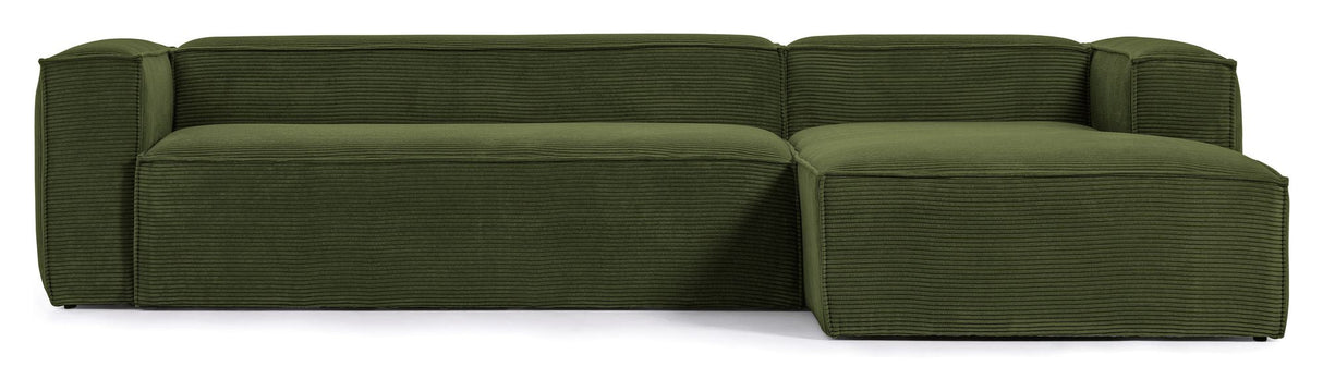 Block 4-pers. Sofa with right-facing chaise longue, B330, Green velvet