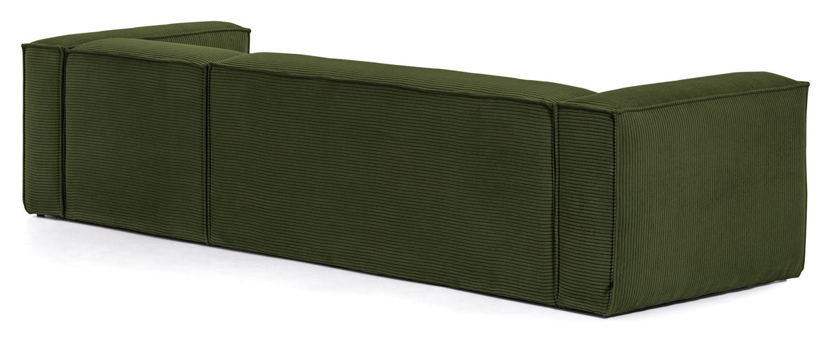 Block 4-pers. Sofa with right-facing chaise longue, B330, Green velvet