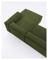 Block 4-pers. Sofa with right-facing chaise longue, B330, Green velvet