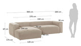 Block 3-seater sofa with left chaise longue - Beige