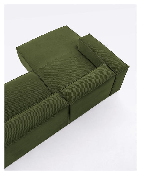 Block 3-pers. Sofa with left-facing chaise longue, B300, Green velvet