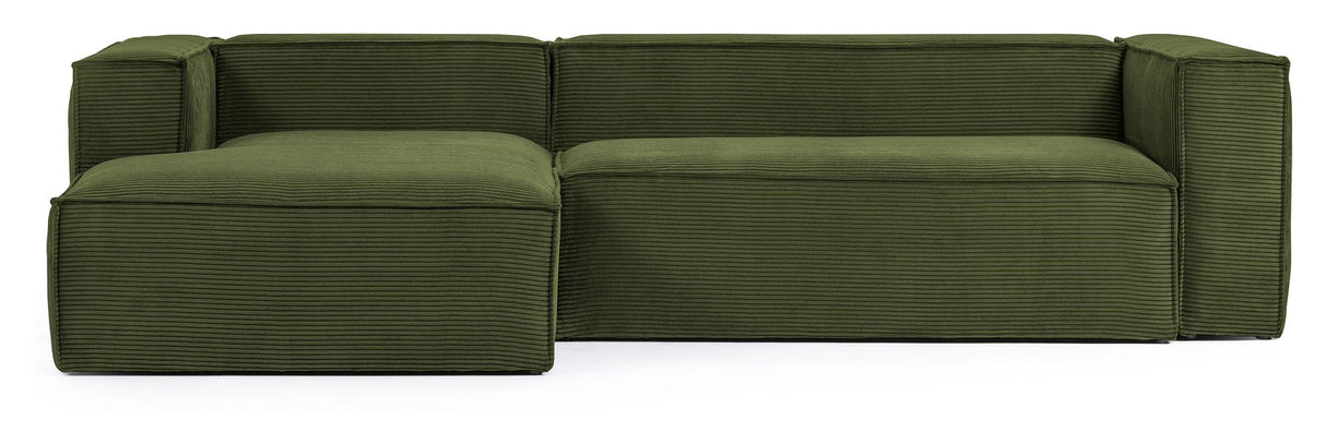 Block 3-pers. Sofa with left-facing chaise longue, B300, Green velvet