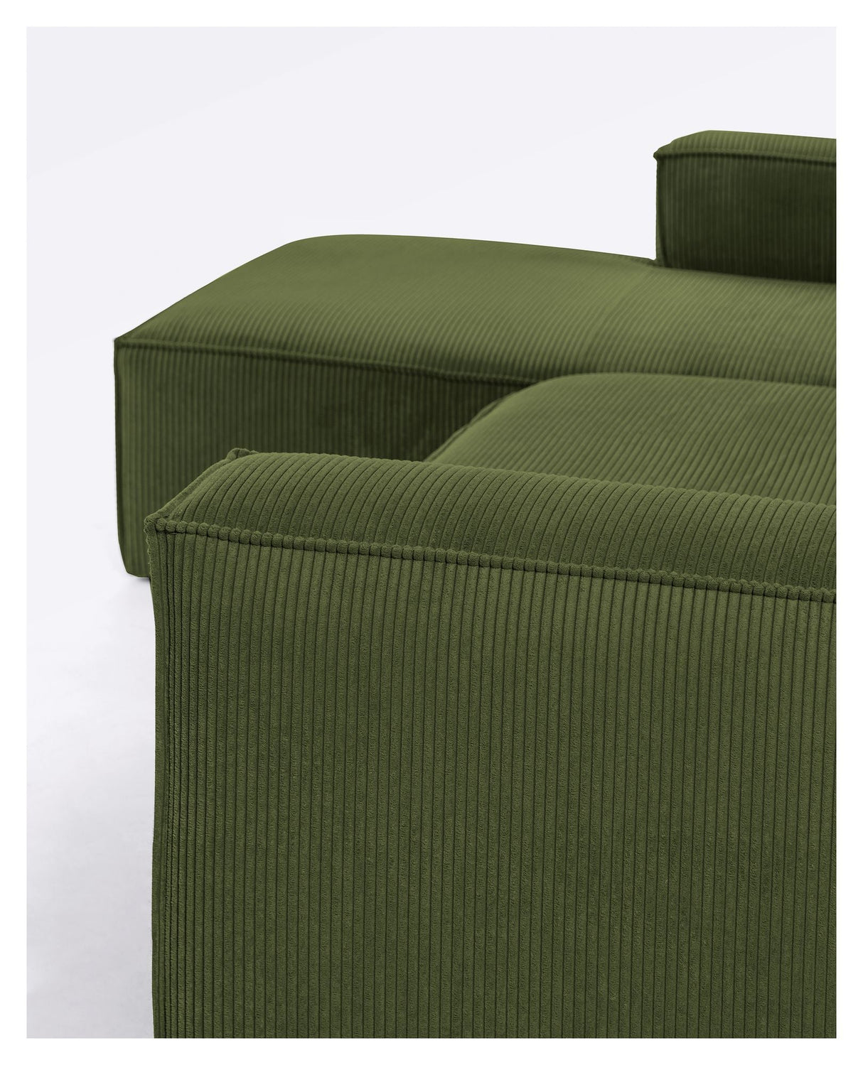 Block 3-pers. Sofa with left-facing chaise longue, B300, Green velvet