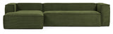 Block 3-pers. Sofa with left-facing chaise longue, B330, Green velvet