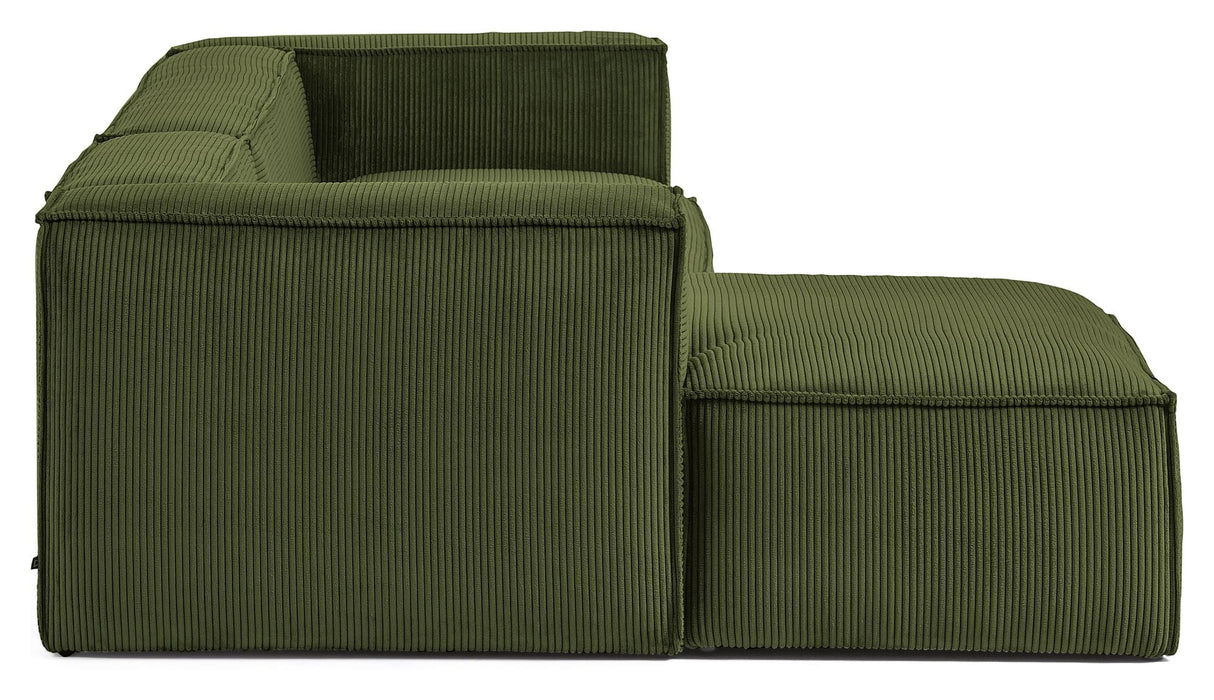 Block 3-pers. Sofa with left-facing chaise longue, B330, Green velvet