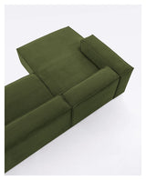 Block 3-pers. Sofa with left-facing chaise longue, B330, Green velvet