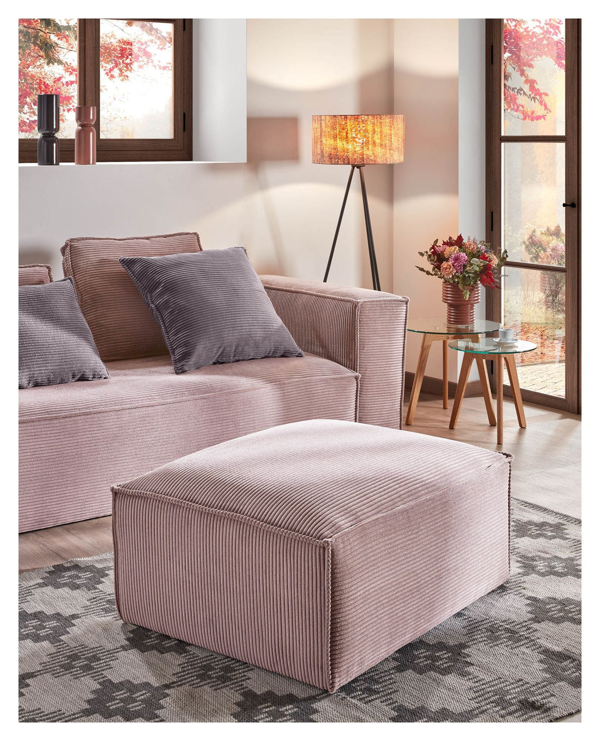 Block 3-seater sofa - Pink velvet