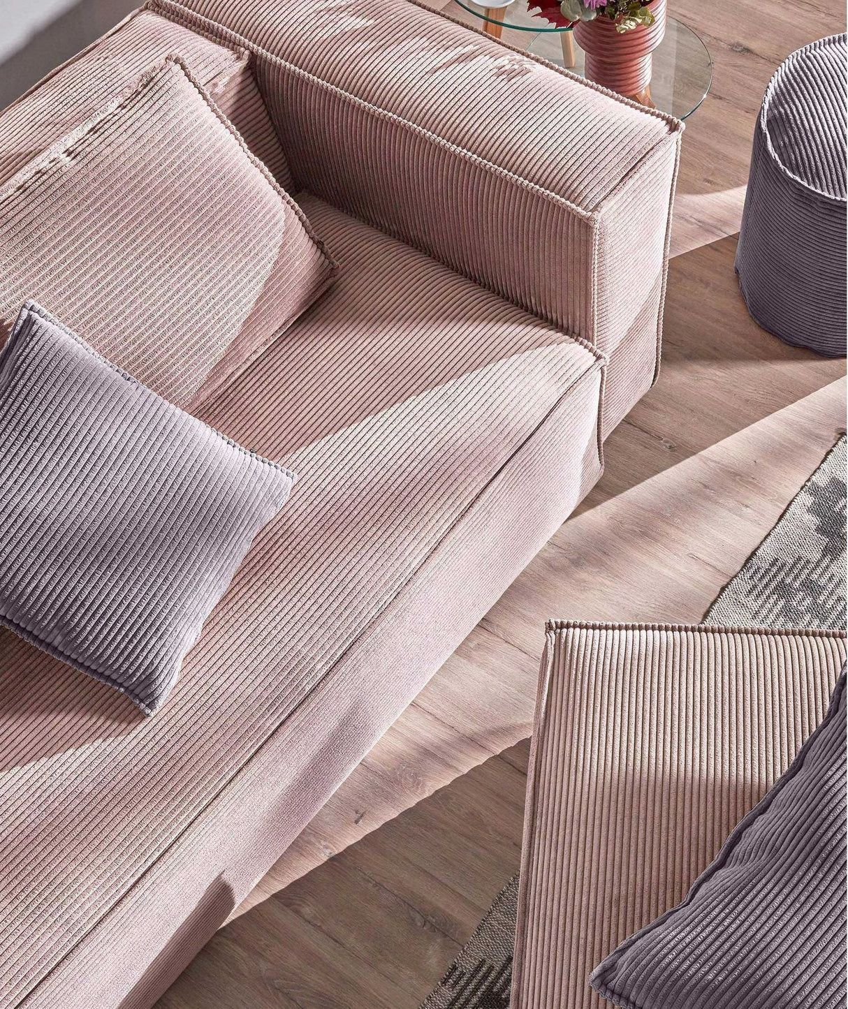 Block 3-seater sofa - Pink velvet