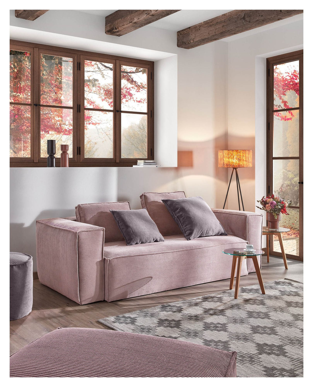 Block 3-seater sofa - Pink velvet