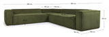 Block 4-pers. Corner sofa, 290x290, Green velvet