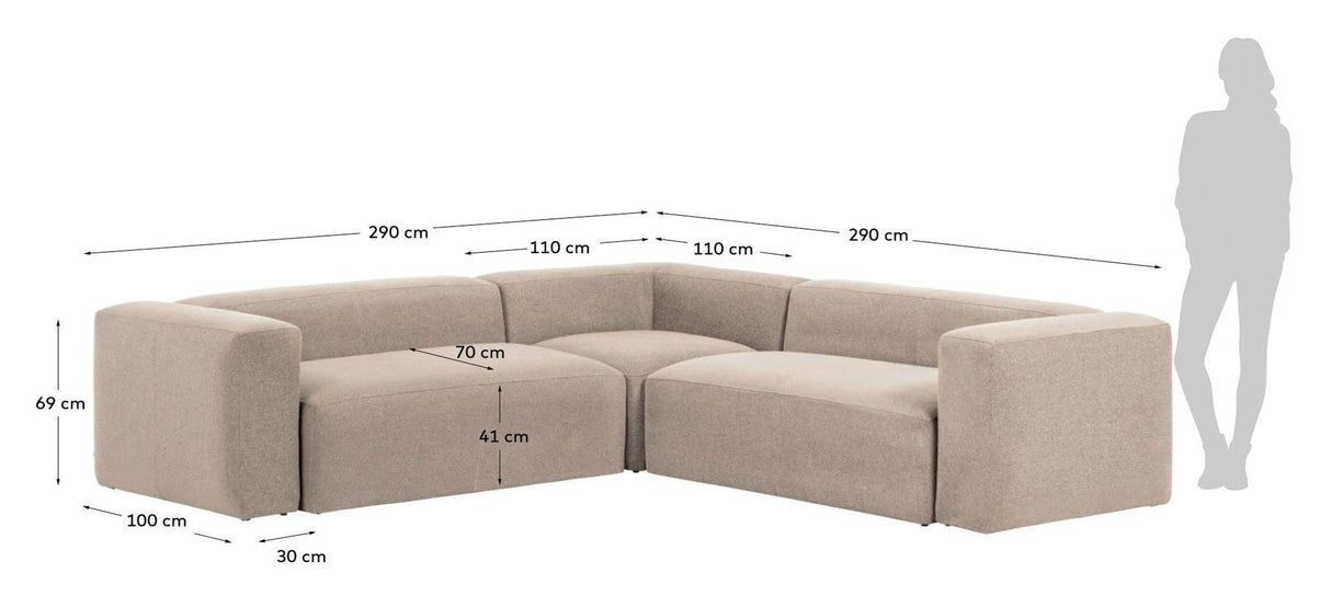 Block 4-pers. Corner sofa Beige, 290x290