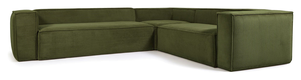 Block 5-pers. Corner sofa, 320x290, Green velvet