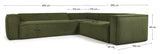 Block 5-pers. Corner sofa, 320x290, Green velvet