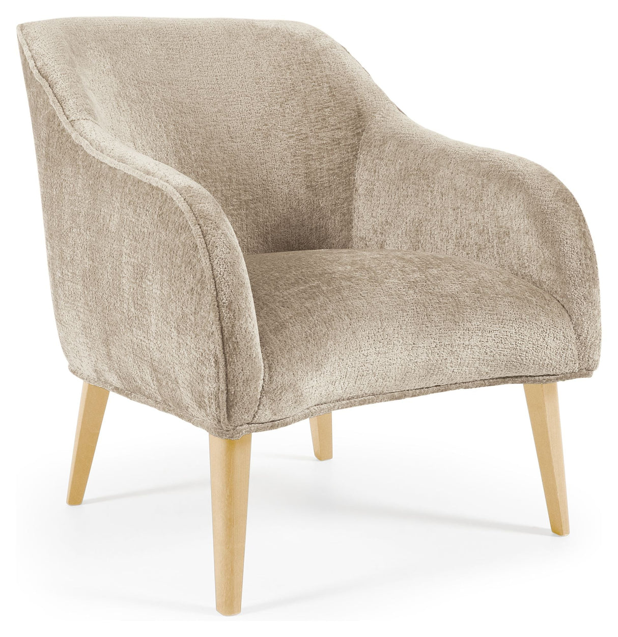 Bobly Lounge Chair, Beige Chenille/Wooden Legs