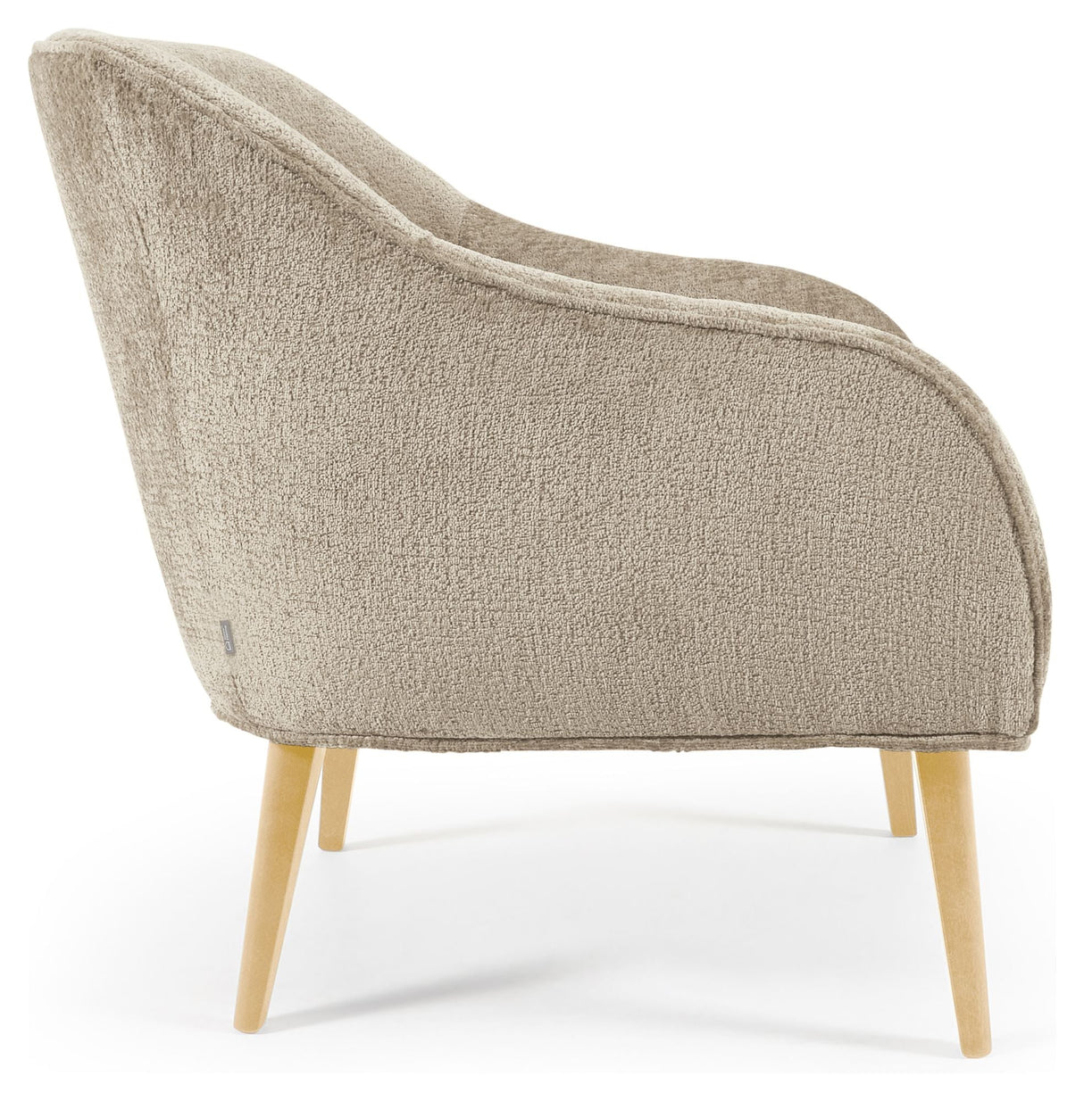 Bobly Lounge Chair, Beige Chenille/Wooden Legs