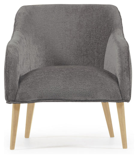 Bobly Lounge Chair, Gray Chenille/Wooden Legs