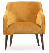 Bobly Lounge Chair, Yellow Chenille/Wooden Leg Wenge Finish