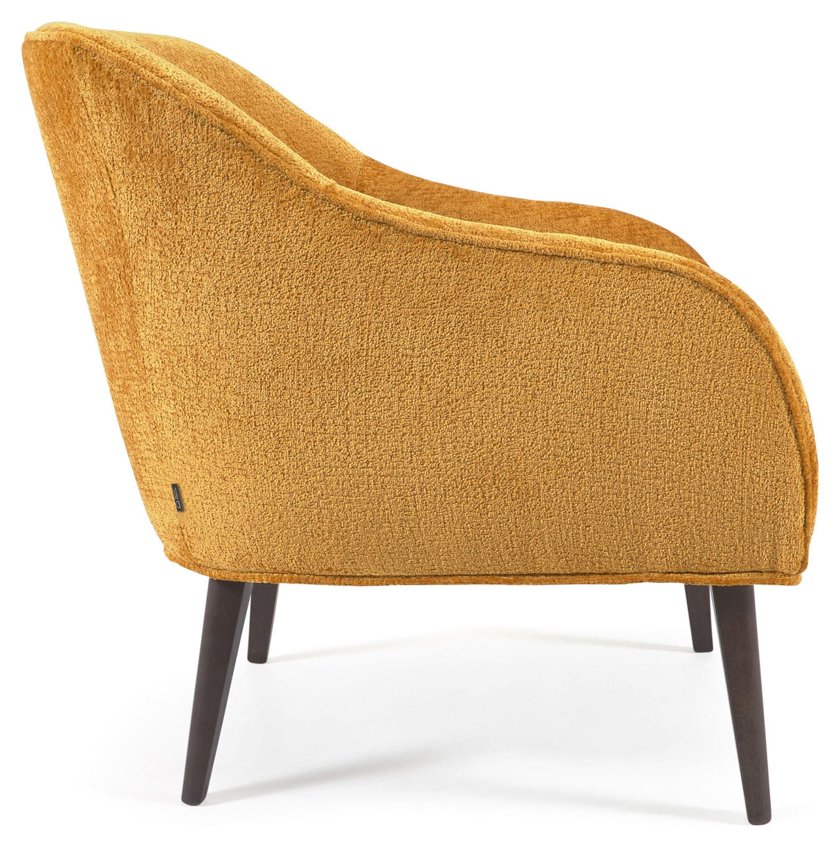 Bobly Lounge Chair, Yellow Chenille/Wooden Leg Wenge Finish