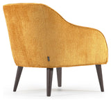 Bobly Lounge Chair, Yellow Chenille/Wooden Leg Wenge Finish